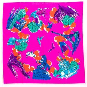 Yves Saint Laurent YSL Silk Scarf 34" Paris Theme - Vintage